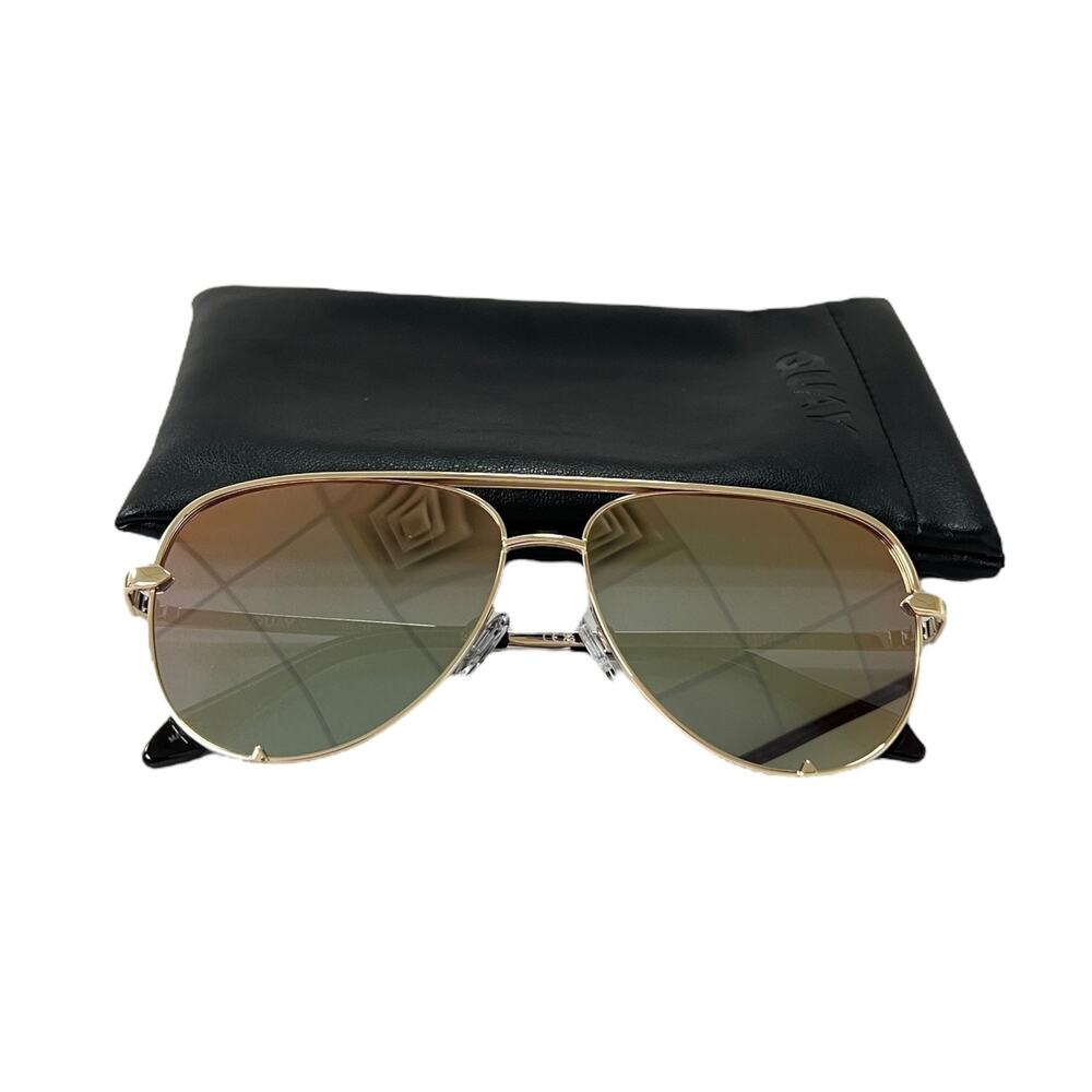 Quay Australia High Key Aviator Sunglasses Gold Polarized